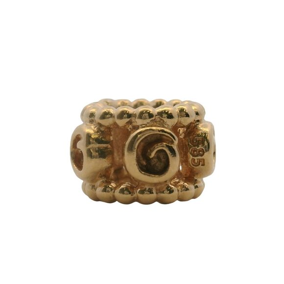 Retired Pandora Solid 14kt Yellow Gold Row of Roses Spacer Charm (2) - Picture 3 of 4